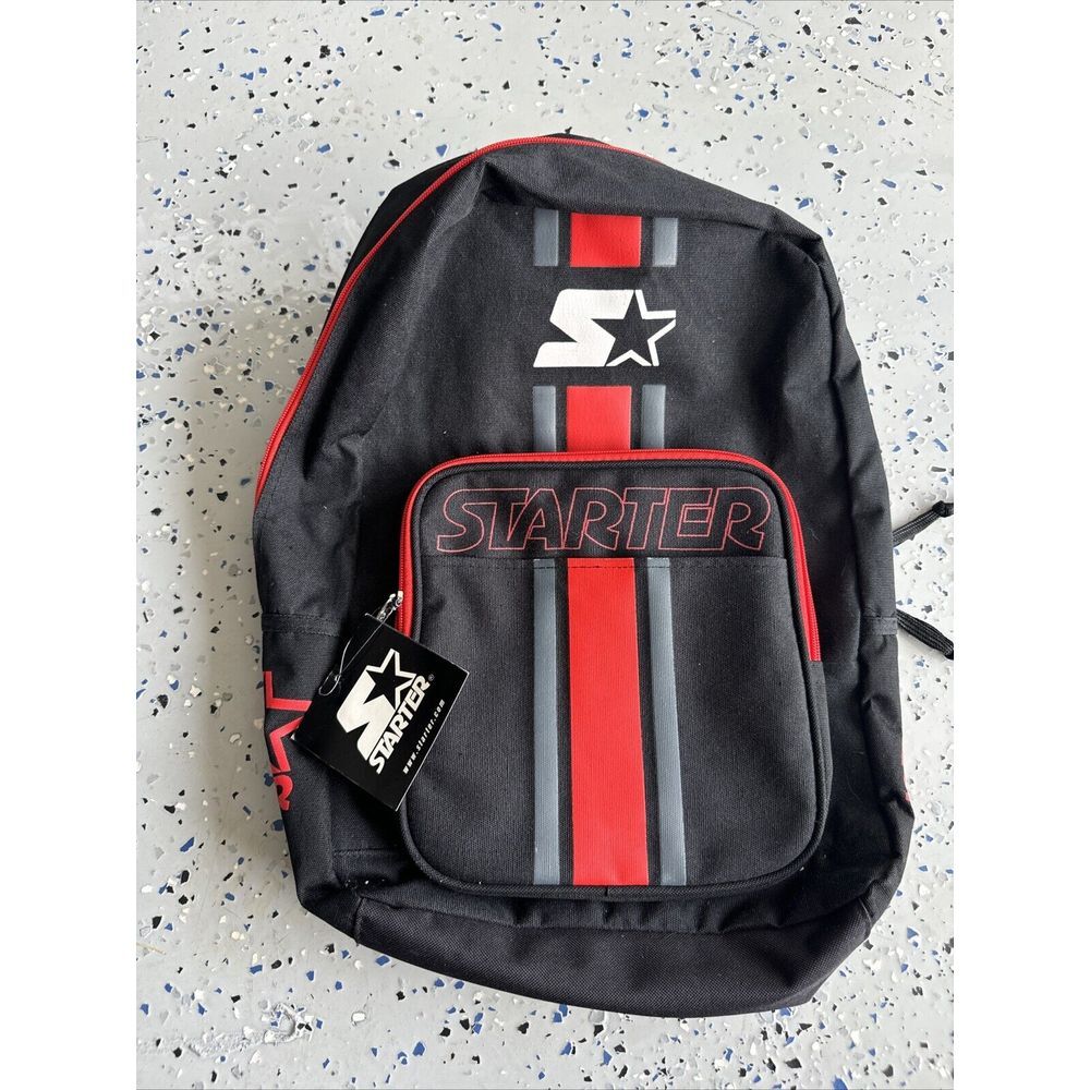 Vintage 90's STARTER Backpack Red &‎ Black School Gym Sports Bag